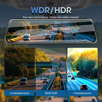 Caméra de tableau de bord GPS Wifi 4K 10 pouces Écran tactile Caméra de rétroviseur de voiture Double caméra Rétroviseur de voiture DVR Double objectif Avant et arrière Caméra de tableau de bord 4K