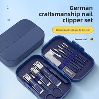 Ensemble de coupe-ongles en acier inoxydable, outil de manucure, coupe-ongles plats portables pour la maison, ensemble complet en boîte