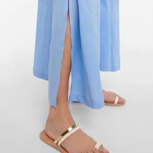 Nuevo Vestido Elástico sin Mangas Sexy 2025, Vestido de Verano con Cuello en V, Vestido de Punto de Algodón y Lino para Mujer - Product Image 4