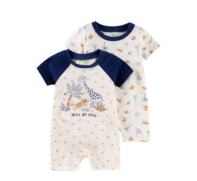2020 Amazon hot sale baby boy suit 2 pcs gift set baby clothes short sleeves baby rompers