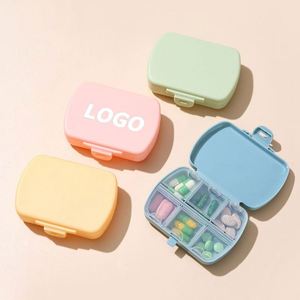 Portable 6 Compartment Pill <b>Box</b> Organizer, <b>Mini</b> Plastic Travel Medicine <b>Storage</b> Case with Custom Logo - Product Image 1