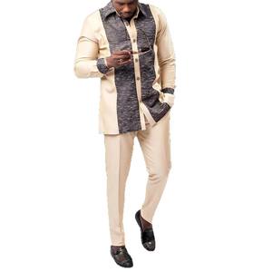 Artículos a la <span class=keywords><strong>venta</strong></span> a granel <span class=keywords><strong>para</strong></span> jóvenes, informal, estilo étnico africano, solapa Beige, traje <span class=keywords><strong>de</strong></span> verano ordinario <span class=keywords><strong>para</strong></span> hombres, ropa elegante LK001 - Product Image 5