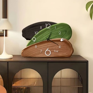 Desktop Ornament <b>Clock</b> Green <b>Retro</b> Living Room Creative Silent Display Desktop <b>Clock</b> Painting Wooden Crafts - Product Image 1