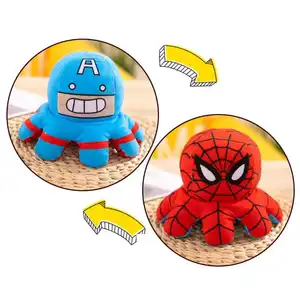2022 New Design Reversible Marvel Anime Character Cartoon Stuffed Flip Reversible Spider-Man Octopus Plush Toys