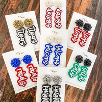 Custom Team Script Spirit Pendientes Cheer Seed Bead Poms Studs Pendiente Escuela Deportes Juego Día Pendientes