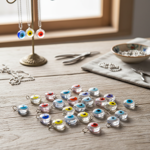 Colgante de ojo malvado de cristal, lámpara colorida en forma redonda - Product Image 3