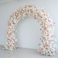 FA3038H Arrangement floral en forme de U personnalisé en soie, roses blanches, arche de fleurs artificielles, mariage, Saint-Valentin, Pâques, respectueux de l'environnement