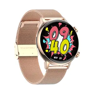 1.1 Inch AMOLED Screen Luxury Ladies Fitness Bracelet Nfc Access Control Bluetooth Call Stainless Steel Gold Strap Smartwatch