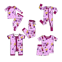 Vêtements pour bébé en viscose de bambou biologique avec logo personnalisé et imprimé western, pyjamas à fermeture éclair en bambou pour bébé