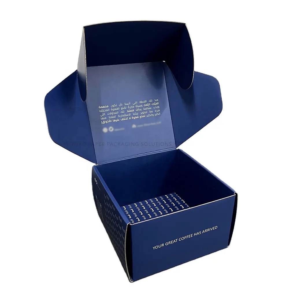 กล่องใส่ขนมหวานคัพเค้กสีน้ำเงินเข้มพิมพ์โลโก้สีขาวรีไซเคิลได้เป็นมิตรกับสิ่งแวดล้อม