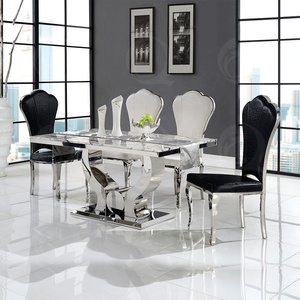 <span class=keywords><strong>Vintage</strong></span> rembourré esszimmerstuhl comedor <span class=keywords><strong>8</strong></span> sillas noir table à manger 6 <span class=keywords><strong>chaises</strong></span> en métal jambes chaise en cuir - Product Image 2