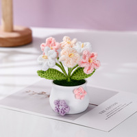 Tanaman pot dekorasi meja dasbor rajutan tangan-bunga matahari Lily Puff rajut hadiah Paskah untuk rumah kantor Hari Ibu
