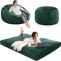 Fauteuil pouf moderne convertible en lit, canapé en velours doux, matelas sphérique grand format garni d'éponge, design simple et moderne