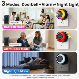 <span class=keywords><strong>Kit</strong></span> de sonnette de porte sans fil avec bouton étanche IP55 et lumière RGB, 60 mélodies, récepteur à brancher pour la maison, l'école, le bureau, blanc - Product Image 6