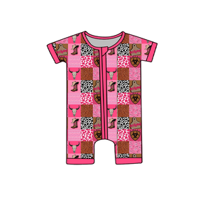 カスタマイズされた竹猫プリントベビー竹服ベビーキッズ半袖パジャマカスタムベビー寝巻き - Product Image 2