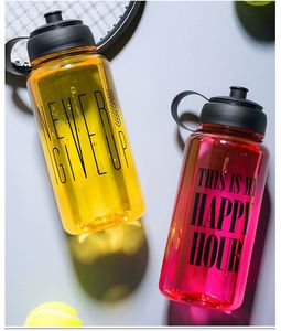 ขวดน้ำพลาสติกใสแบบพกพาขนาด 1000 มล. สีชมพู ป้องกันการรั่วซึม - Product Image 3