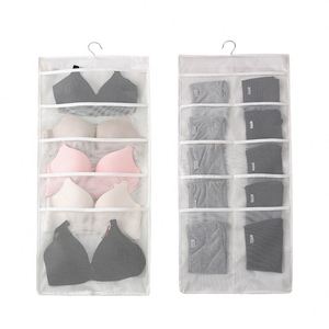 Dual-Sided <b>Wall</b> Shelf Hanging Closet Organizer Fabric Mesh Pockets Hanging <b>Storage</b> Bag for Bra Socks Underwear and Cloths - Product Image 4