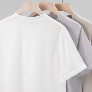 Cuello redondo de algodón peinado de alta densidad para hombre 40s manga corta verano diseño <span class=keywords><strong>en</strong></span> blanco - Product Image 5