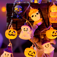 Guirlande de lanternes LED CAIQI Halloween Citrouille et Lune, Décoration, Accessoires Photo, Ambiance Horreur pour Bar, Lumières Colorées Extérieures
