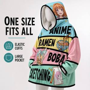 Coperta con Cappuccio Anime Ramen Boba all'Ingrosso, Vestibile, Taglia Unica, Polsini Elastici, Tasca Grande, Regalo al Dettaglio - Product Image 3