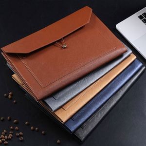 PU <b>Leather</b> A4 File Folder Portfolio Case with 2 Pockets, Document Holder Envelope Folder with Elastic <b>String</b> Closure - Product Image 2
