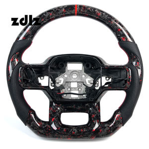Accessoires de voiture pour Ford <span class=keywords><strong>Raptor</strong></span> F150 250 2020-2025, volant personnalisé en fibre de carbone forgée rouge avec palettes de changement de vitesse - Product Image 1