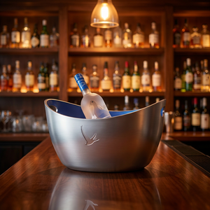 Cubo de Hielo Plateado para 4 Botellas, Acabado Plástico con Luces LED para Discotecas y Restaurantes, Marca Privada, Personalización OEM - Product Image 5