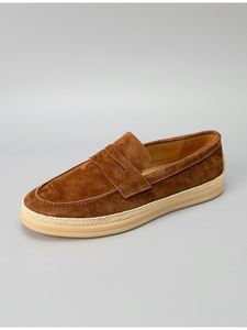 Mocasines Espadrilles Marrones de Ante Sintético con Punta Descubierta, Transpirables, Entresuela de EVA, Suela de Goma, Forro de Cuero Genuino y Lengüeta de Cuero - Product Image 5