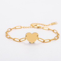 Nouveau Bracelet Cœur en Acier Inoxydable Plaqué Or Anti-ternissement pour Femme, Vente en Gros Usine Dropshipping