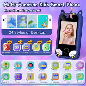 Unicorn Case Kids Smart Phone Toy Dual Camera Apariencia de teléfono celular con pantalla táctil y MP3 Regalos de cumpleaños para niños - Product Image 2