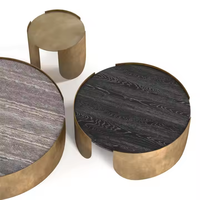 Table basse ronde de luxe moderne, combinaison haut-bas, plateau en marbre, acier inoxydable, taille personnalisée, JS-stone, meubles de salon