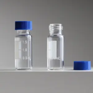 Botol kaca sampel gratis HPLC, botol uji bening 1.5ml 2ml