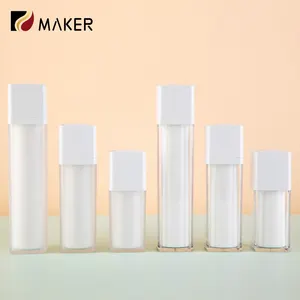 Botol Lotion kosmetik persegi 15ml perawatan kulit isi ulang berputar mewah kosong baru 1oz 50ml 30ml pompa tanpa udara