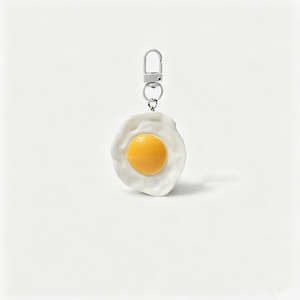 Uionen Porte-clés amusant et mignon en forme de grand oeuf frit jaune poché, jouet alimentaire, pendentif de sac, accessoires de sac à dos - Product Image 4