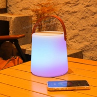 Lampe d'ambiance portable avec chargeur sans fil contrôlé par APP pour téléphone avec haut-parleur Lampe de haut-parleur sans fil Twilight