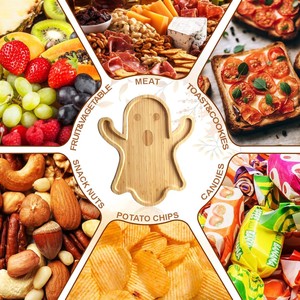 Plateau en bois en forme de fantôme Yingyiyi pour les collations de fête d'Halloween, assiette de service pour fruits, plat créatif pour enfants - Product Image 2