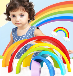 madera juego de apilamiento arco iris juguete de aprendizaje <span class=keywords><strong>la</strong></span> geometría bloques construcción de juguetes educativos para - Product Image 6