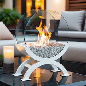 Lò sưởi Ethanol trắng lớn với đá trắng cho trang trí sàn ngoài trời trong nhà - Product Image 1