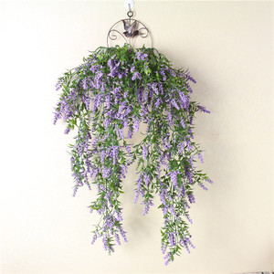 Ye Min-ting Fleurs artificielles murales en lavande, panier de plantes décoratif pour salon, style rotin - Product Image 1