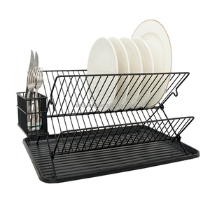 Foldable Rack for Kitchen Countertop 2-Tier <strong>Collapsible</strong> Dish Rack with Tray Dish Drainer Kitchen Plate - Product Image 5