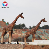 Statue de girafe animatronique grandeur nature de 17 m, modèle réaliste d'animal de safari géant pour l'affichage dans les zoos, parcs et centres commerciaux