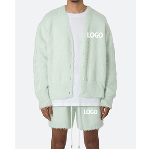 Biểu Tượng Tùy Chỉnh Người Đàn Ông Mohair Áo Len Mờ Dệt Kim Dài Tay Áo Dệt Kim Mùa Đông Lông Dệt Kim Áo Khoác Tùy Chỉnh Mohair Cardigan Áo Len Người Đàn Ông - Product Image 4