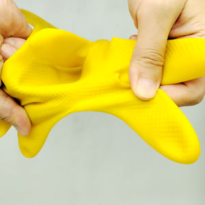 قفازات أمان صفراء ممتدة مقاومة للحرارة مرنة ذات ملمس ناعم من المطاط الطبيعي اللاتكس قابلة للتخصيص للتنظيف المنزلي - Product Image 4