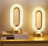 Lampe de chevet à intensité variable de style nordique, lampe en cristal elliptique à LED rechargeable pour chambre à coucher, sortie d'usine