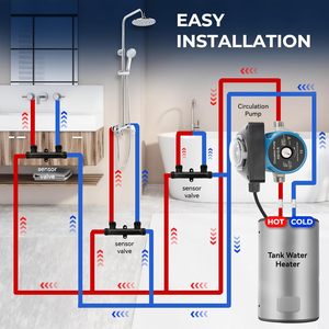 Tpcy C Circulation Pump Rs15 6 With <b>Timer</b> For Water <b>Heater</b> Indoor Use 110v Brass Bypass Valves Kit - Product Image 5