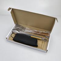 Ensemble de barbecue professionnel en acier inoxydable, outils en acier inoxydable pour l'extérieur et manches en bois, emballé dans un sac