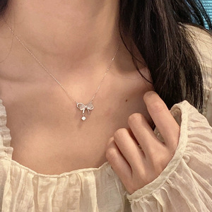 Bowknot Moonstone Style Pendant Necklace for Women Fashion Jewelry Daily Wear <b>Gift</b> - Product Image 3
