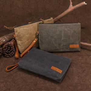 Pochette per il trucco <span class=keywords><strong>da</strong></span> viaggio <span class=keywords><strong>da</strong></span> uomo personalizzata all'ingrosso con cerniera in tela cerata Vintage impermeabile con lebel privato - Product Image 2