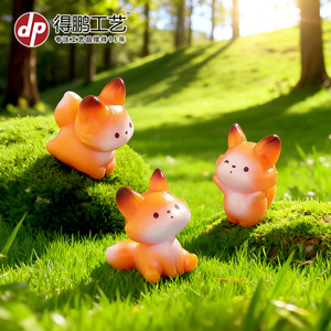 Cute Cartoon Fox Doll Resin Miniature <b>Ornament</b> Desktop <b>Car</b> Decor Accessory - Product Image 4