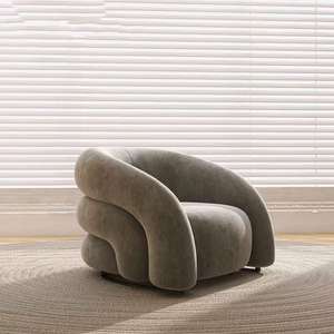 Fauteuil de salon simple et élégant, fauteuil en velours léger et luxueux, fauteuil individuel pour salon - Product Image 5